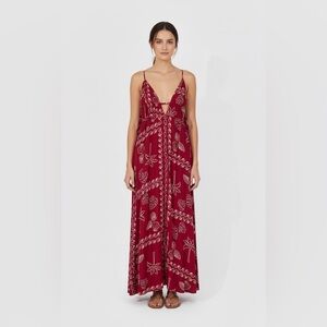 Label of Love Anthropologie Dark Red Waves Boho Dress